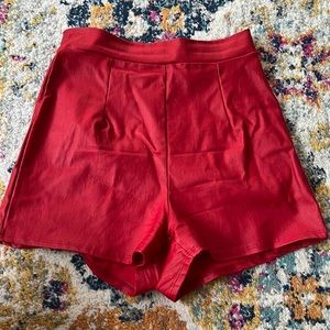 High rise faux leather shorts
